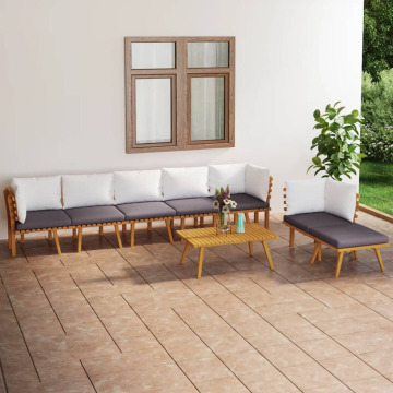 Garden furniture 8 pieces with cushions solid acacia wood
