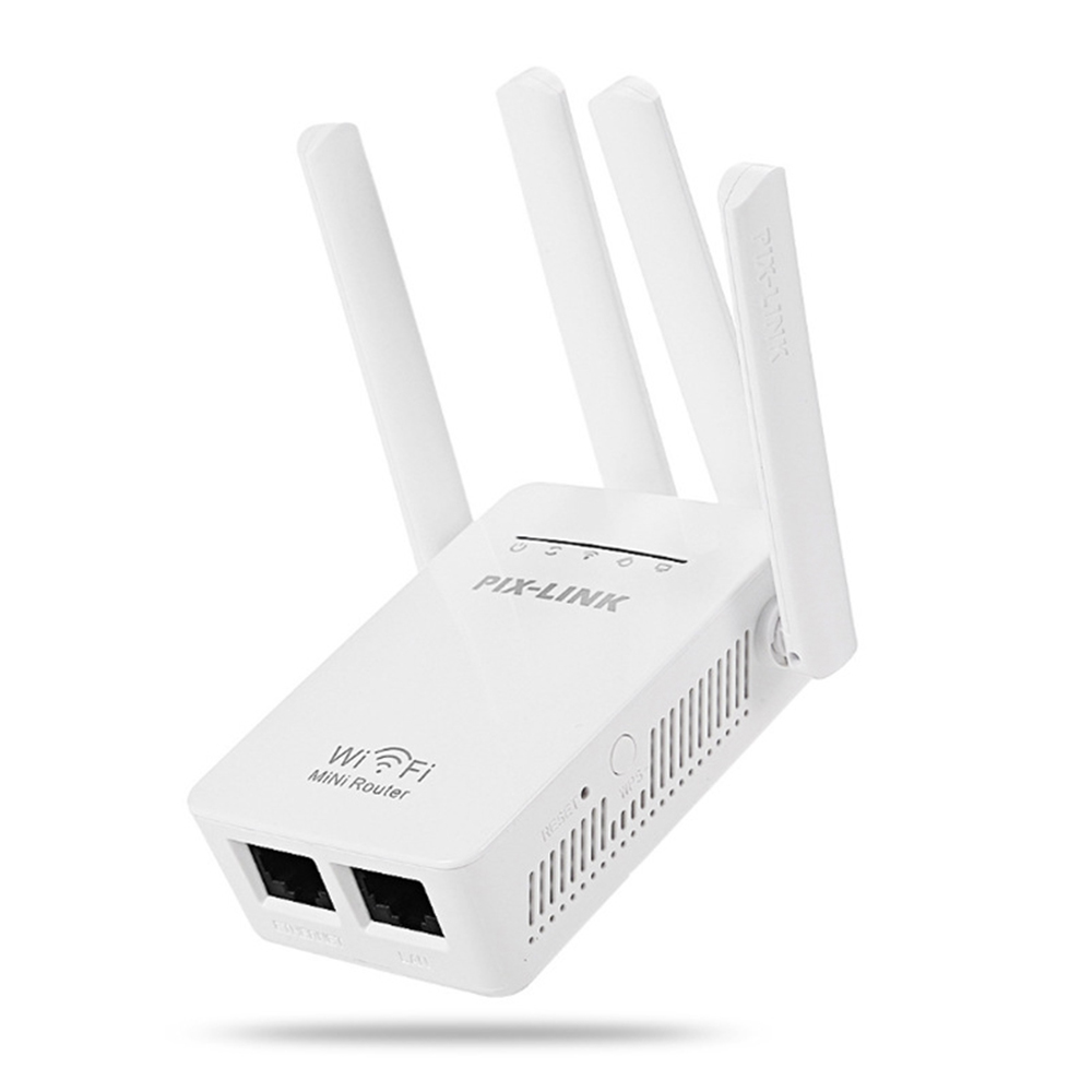 WiFi Extender 300Mbps Wirelessly Fast Signal Amplifier Wall Plug Internet Booster Wide Range Repeater / AP-Mode 4 High Gain External Antennas