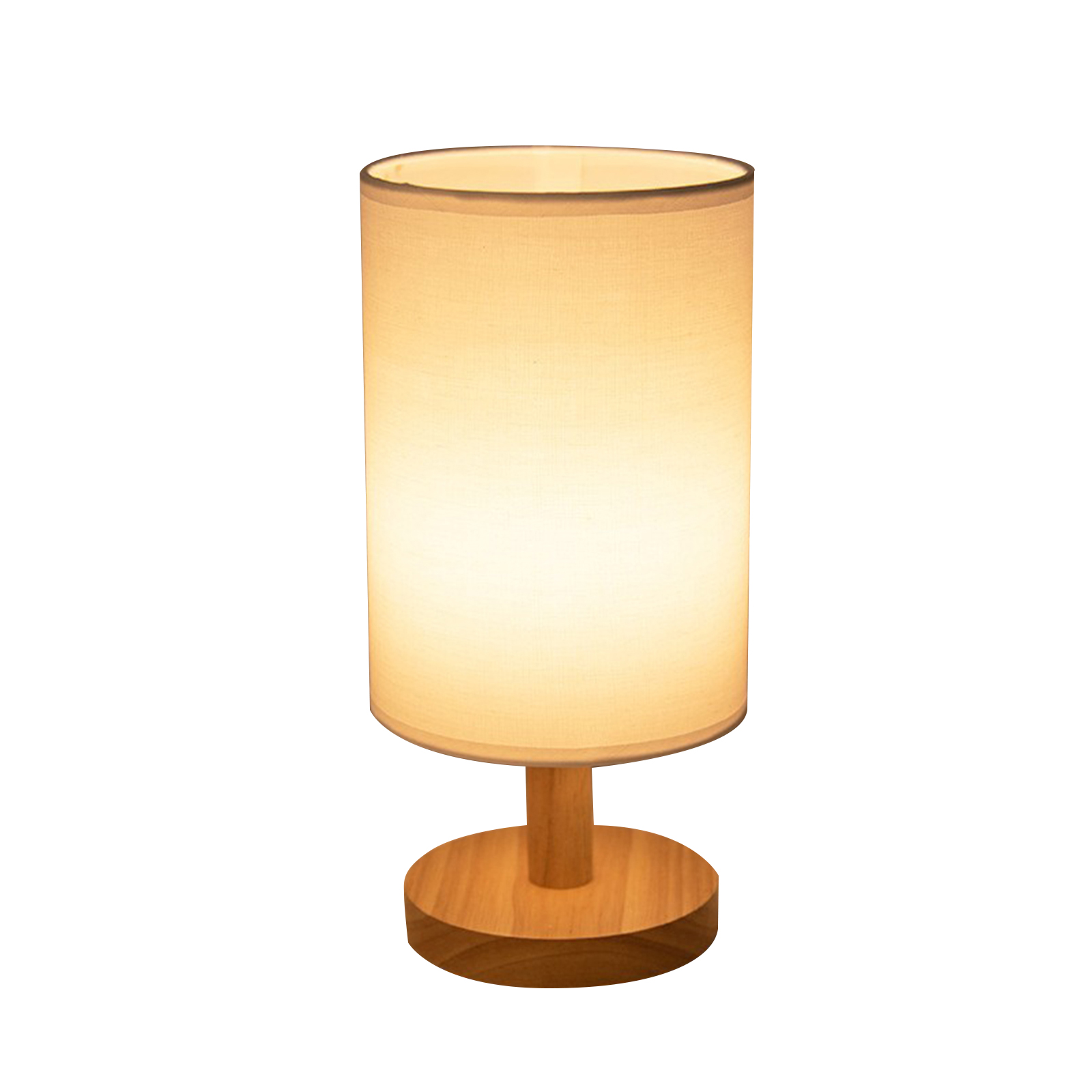 USB Table Lamp Dimmable Brightness Bedside Wooden Lamp Modern Nightstand Night Lamp with Round Fabric Lampshade for Bedroom Living Room Office 6 Lamp Beads