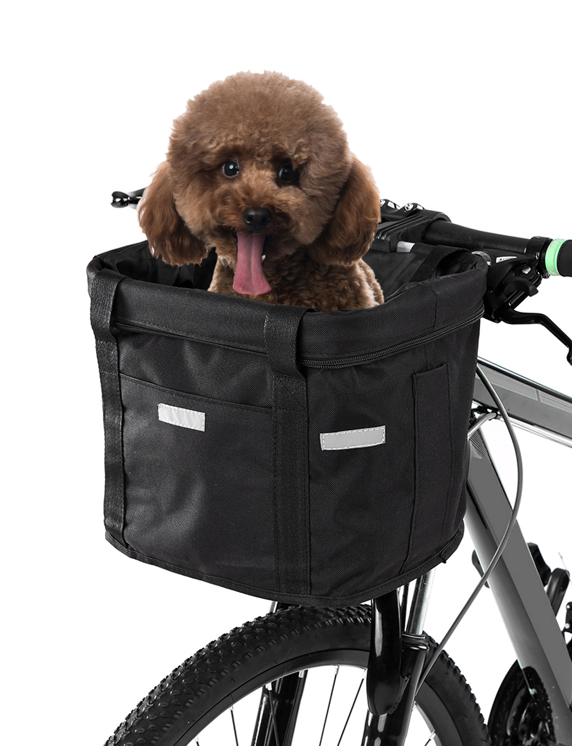 Bicycle Front Basket Removable Waterproof Bike Handlebar Basket Pet Carrier Frame Bag