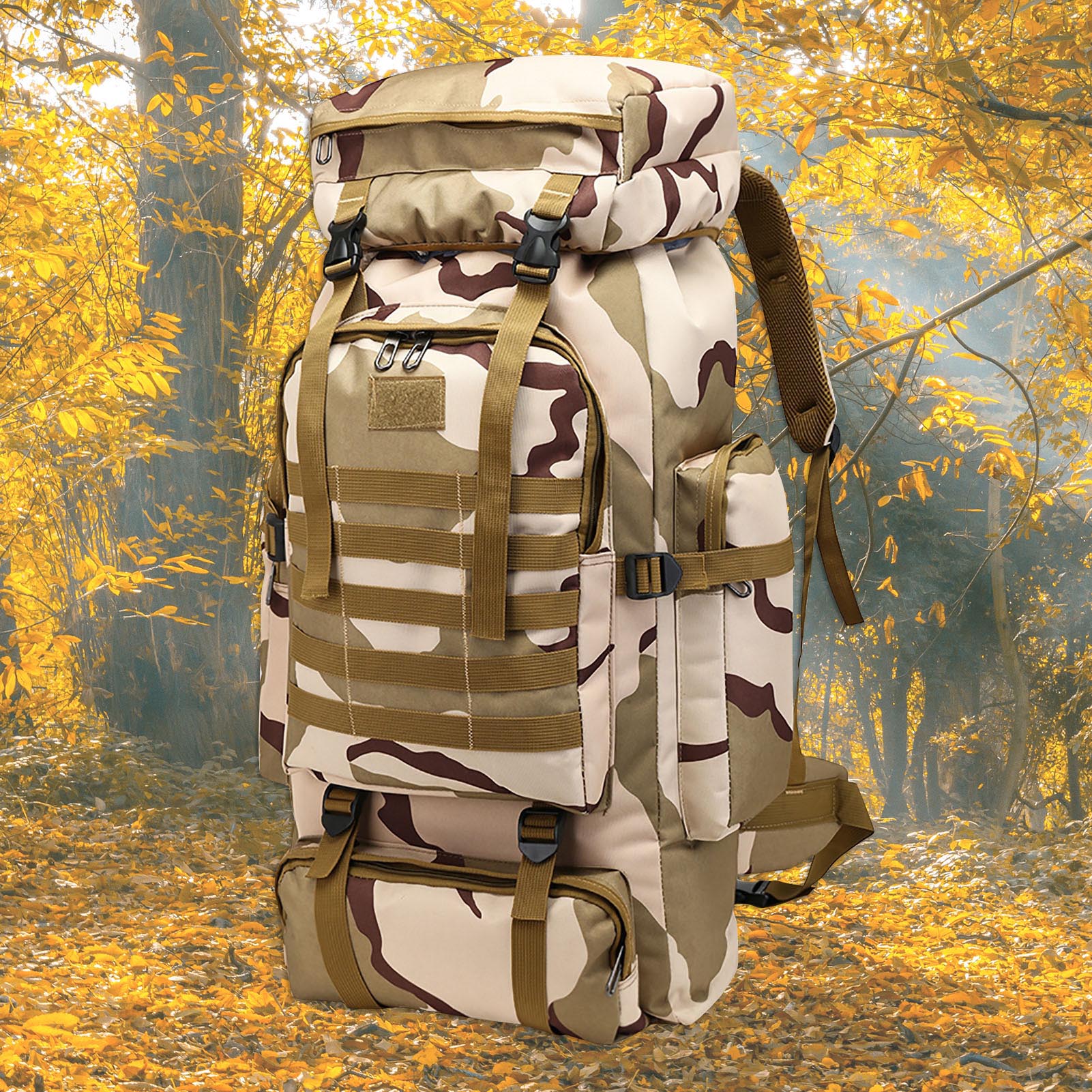 Hiking Backpack Camouflage Durable Outdoor Molle Bag Shoulder Bag for Campiing Backpacking Travel