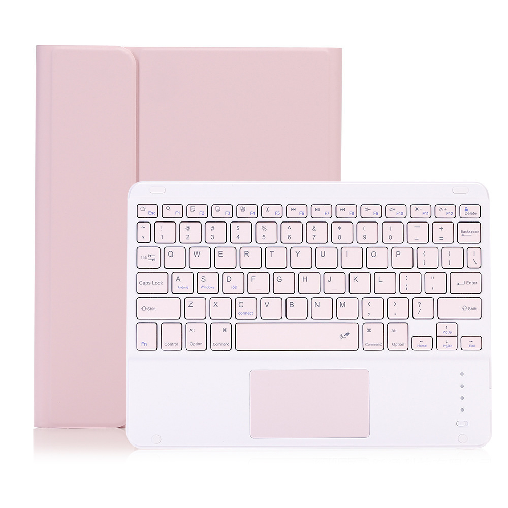 Detachable BT Keyboard Case with Touchpad Charging Pen Slot Compatible with iPad Pro 10.5/ Air3 10.5 2019/ iPad 10.2 2020 Pink