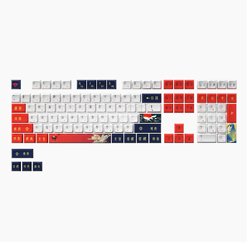 iBlancod 112 Keys PBT Key Caps KDA Height Five-surface Thermal Sublimation Suitable for 61/87/104/108 Keys Mechanical Keyboard