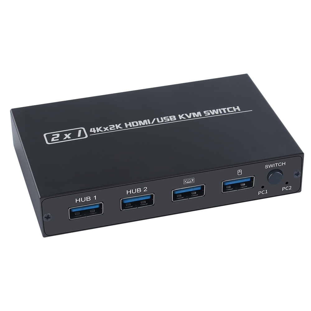 AIMOS AM-KVM 201CL 2-in-1 HDMI/USB KVM Switch Support HD 2K*4K 2 Hosts Share 1 Monitor/Keyboard& Mouse Set