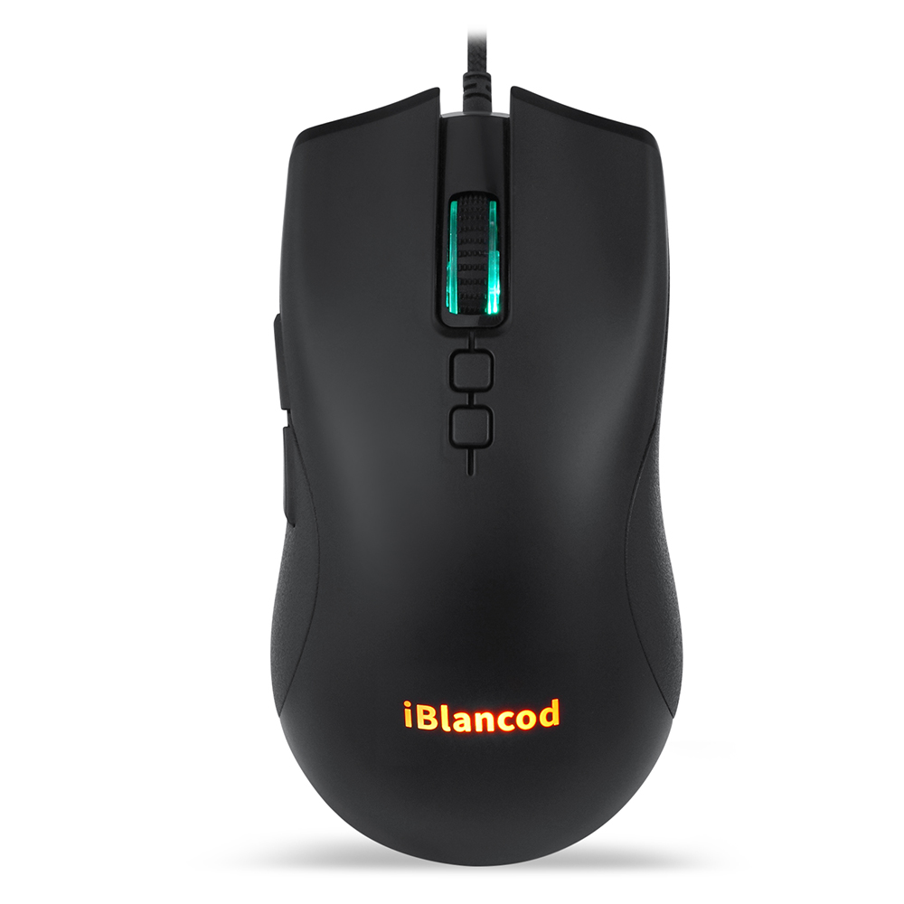 iBlancod M1 Wired Optical Gaming Mouse with 6 RGB Lighting Modes 6 Adjustable DPI Levels Plug and Play Wide Compatibility Black