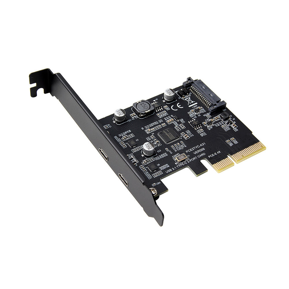 USB3.1 Expansion Card PCI-E 4X to Dual Type-C Adapter Card Converter Card 10Gbps Bandwidth Support Hot Plugging