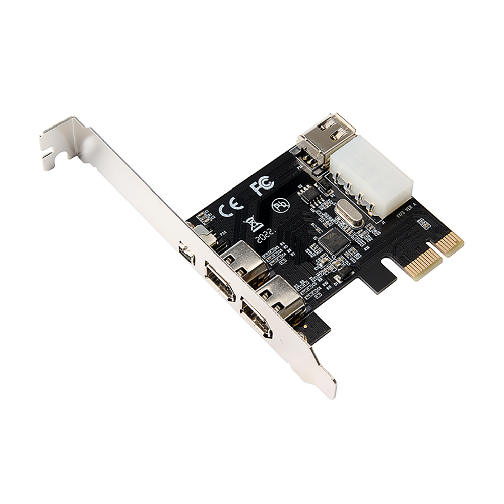 PCI-E to 1394 Adapter Card PCI-E x1 to 3-port DV High-definition Video Capture Card with 2*1394A 6Pin 1*1394A 4Pin Ports