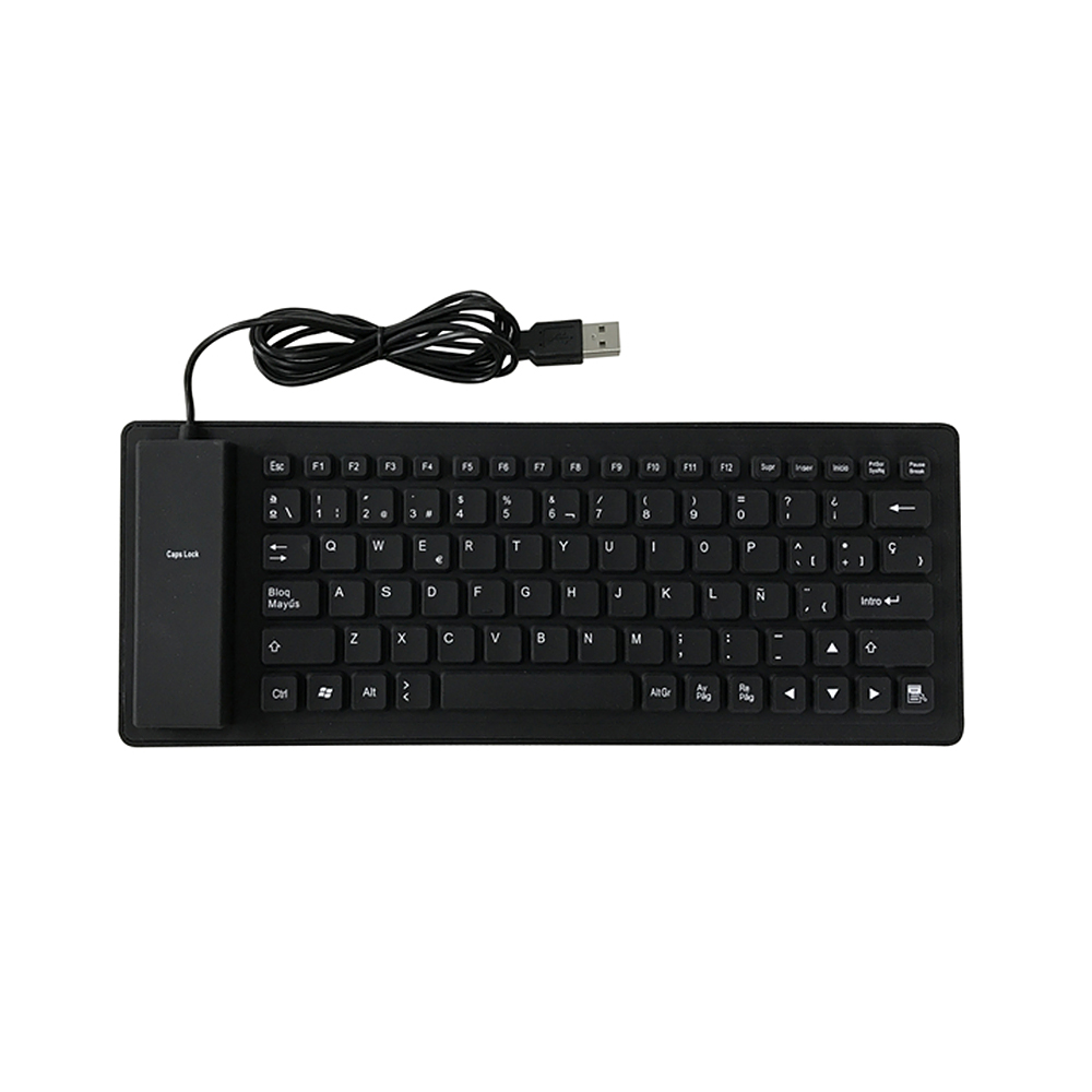 84 Keys Spanish USB Wired Silicone Keyboard Foldable Soft Silicone Waterproof Dustproof Keyboard for Desktop Computer Laptop