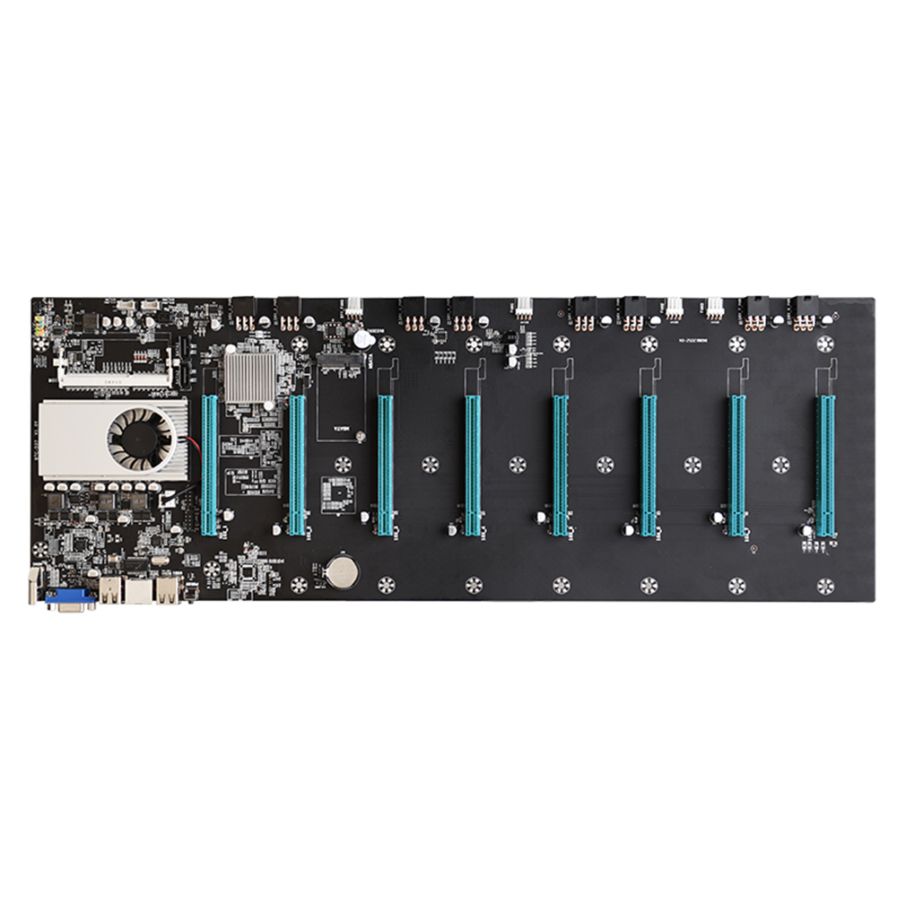 BTC-S37 Motherboard with Onboard Intel Celeron 847 CPU 8 PCI-E 16X Slots Gigabit Network VGA+HD Ports Support 8 Graphics Cards