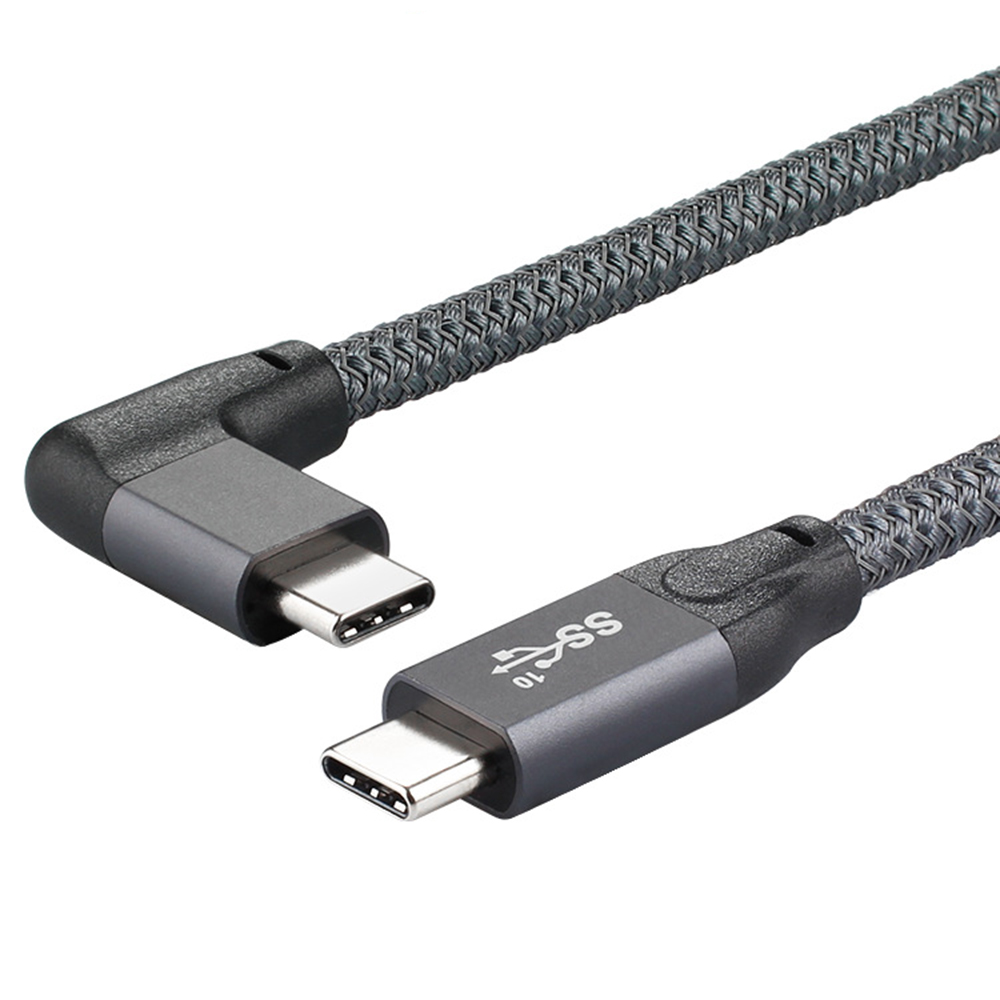 Type-C Cable with Right Angle PD100W Quick Charge 4K Audio&Video Syncing Cable Compatible with Thunderbolt3 External Hard Disk,Grey 1.5m