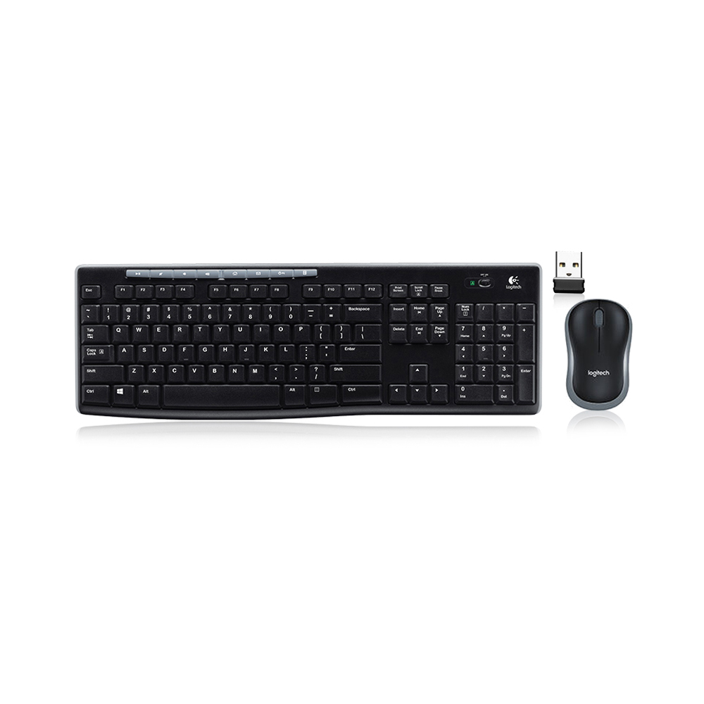 Logitech MK270 Wireless Keyboard Mouse Combo 2.4GHz Ergonomic Wireless Keyboard Mouse Set with 8 Multimedia Keys for PC Laptop