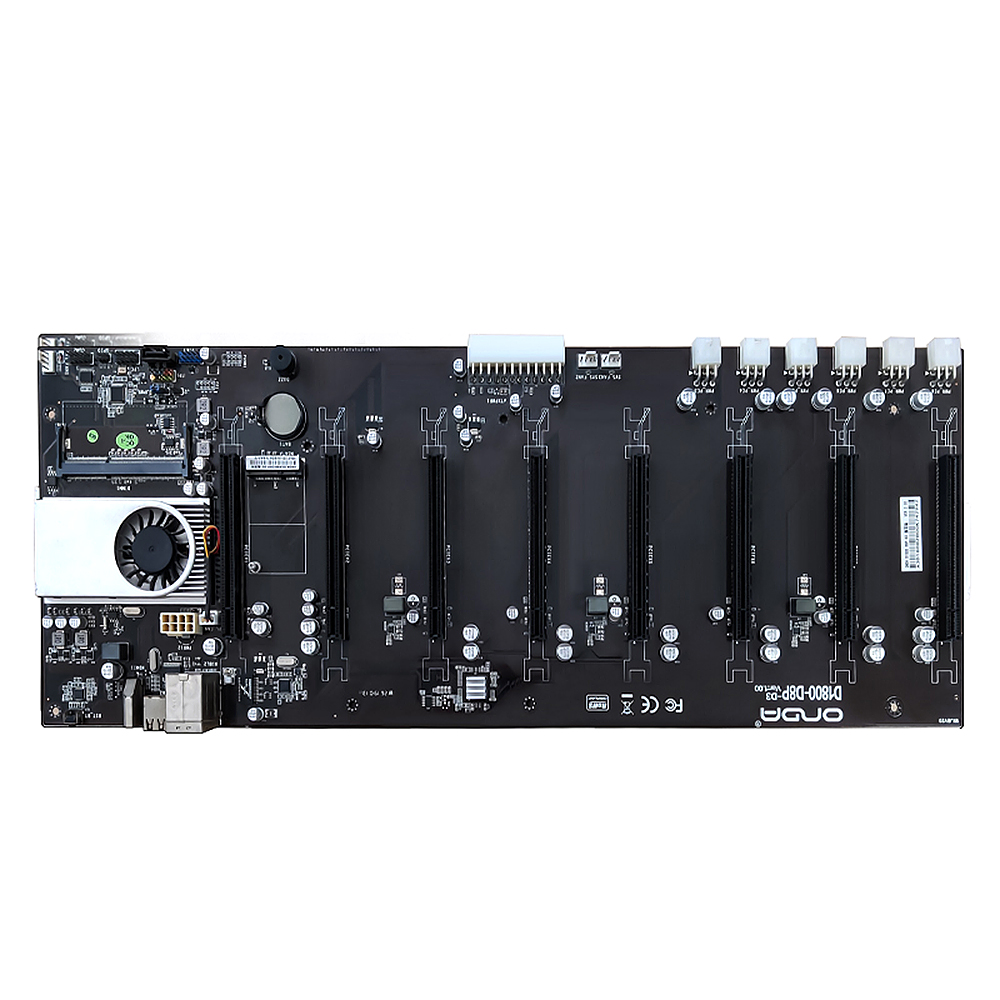 D1800-D8P-D3 Motherboard Onboard J1800 CPU 8 PCI-E 16X Slots Gigabit Network USB2.0+HD Ports Support 8 Graphics Cards