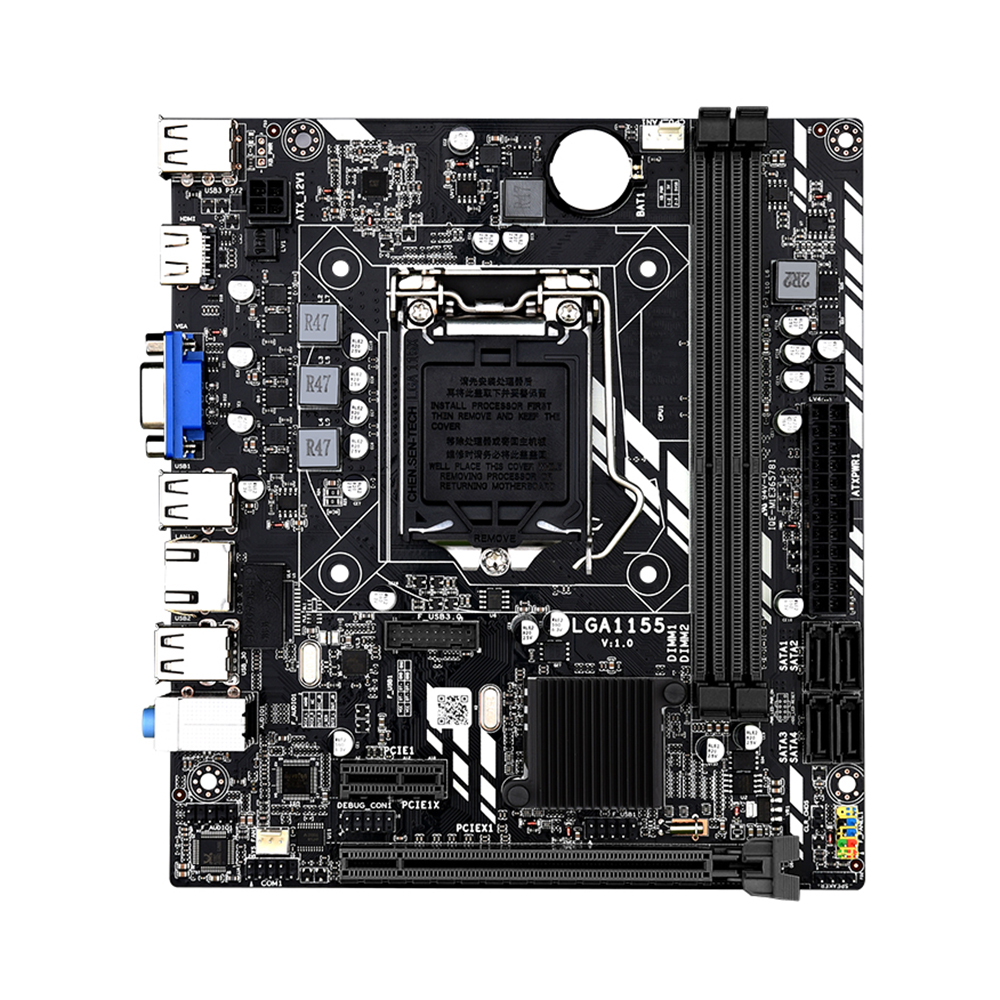 ATX Motherboard Support LGA1155CPU(core i7/i5/i3)/2 Dual-channel DDR3 Slots/VGA+HD Ports/Ethernet Port/2 Expansion Slots