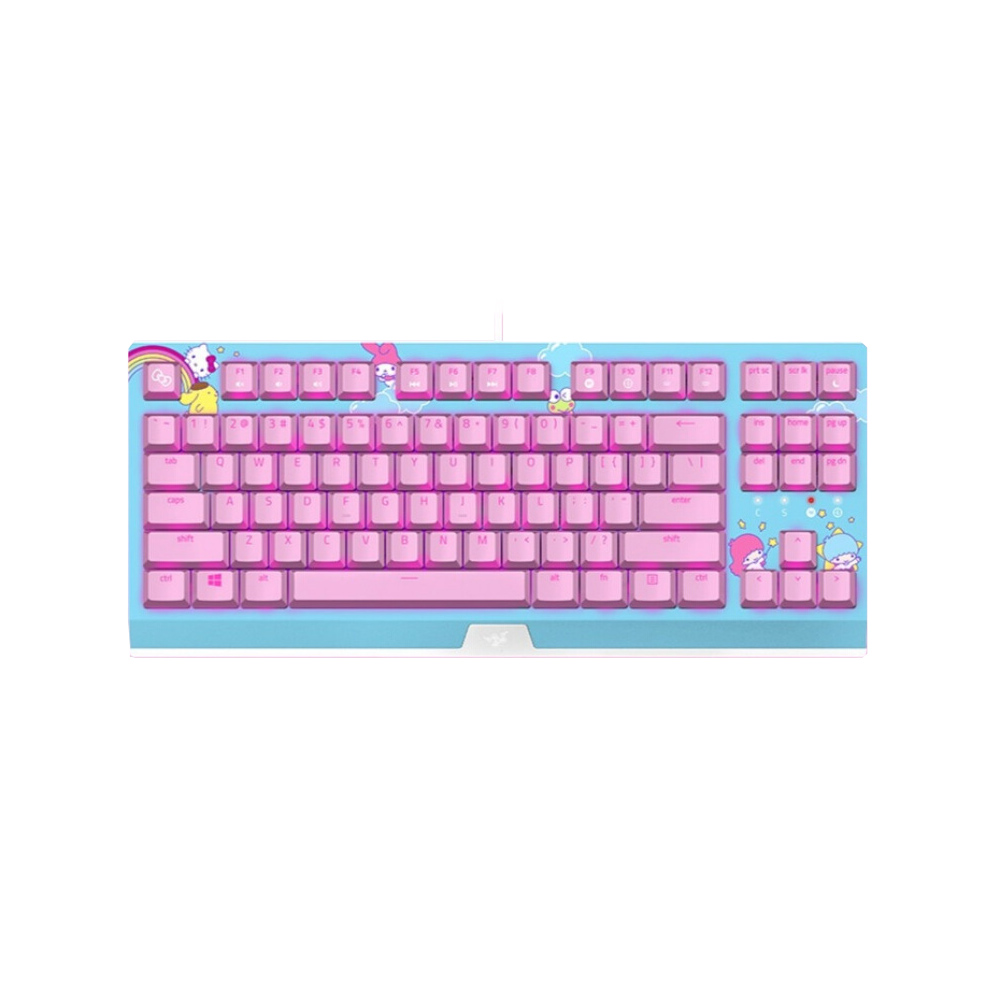 Razer Hello Kitty Limited Edition 87 Keys Compact Wired Keyboard Gaming Office Backlight Mechanical Keyboard(Razer Green Switch)