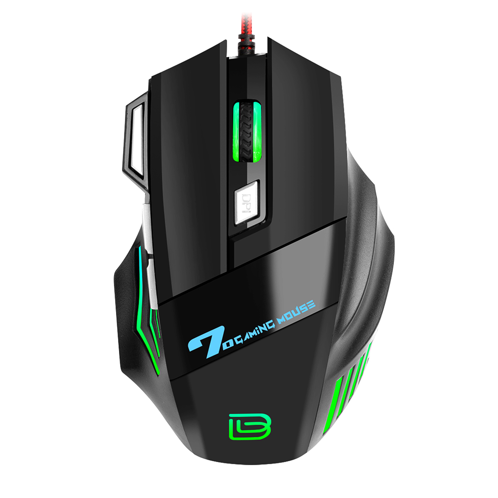 BAJEAL G5 Wired Gaming Mouse RGB Gaming Mouse 7 Keys Ergonomic Mice 4-gear Adjustable DPI for PC Desktop Computer Black