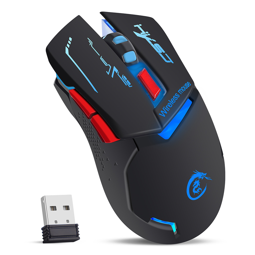 HXSJ X30 2.4G Wireless Rechargeable Mouse Ergonomic Mouse 3 Adjustable DPI Colorful Breathing Light Plug and Play Black