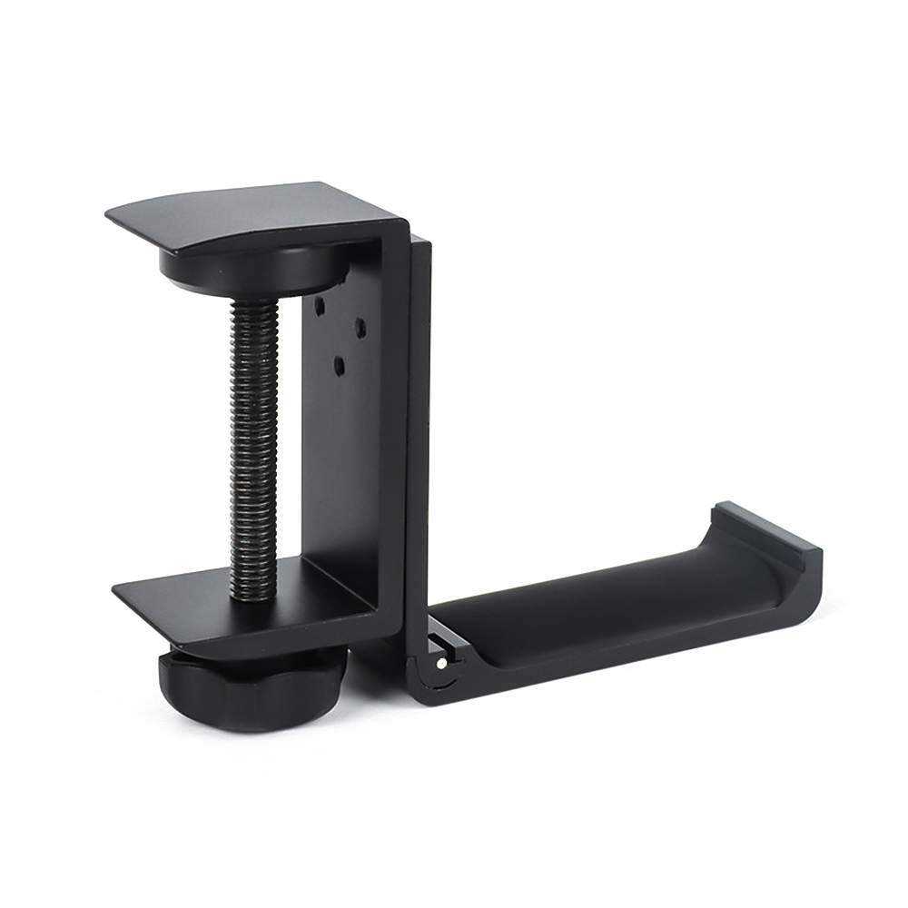 Universal Aluminium Alloy Headphone Holder Bracket Hanger Metal Wall Clamp Hook Foldable Earphone Stand Desktop Mount Black