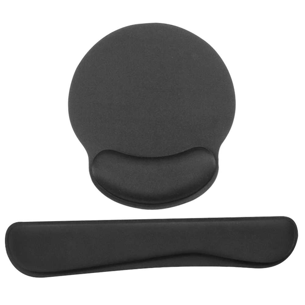 Memory Foam Keyboard Wrist Rest Mouse Pad Set Keyboard Mouse Wrist Pads with Lycra Fabric Anti-slip Rubber Base Black