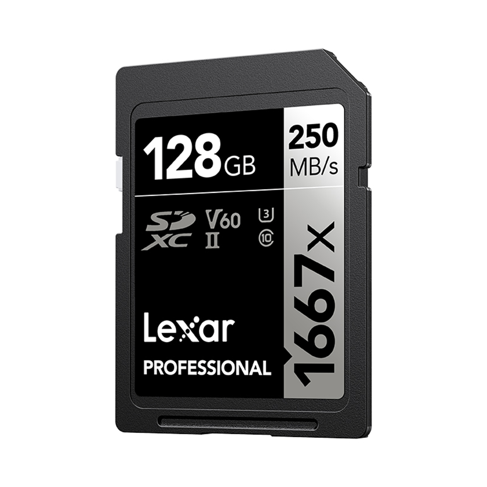 Lexar Professional 1667x 128GB UHS-II High-speed SD Card C10 U3 V60 Speed Level up to 250MB/s Read Speed 120MB/s Write Speed