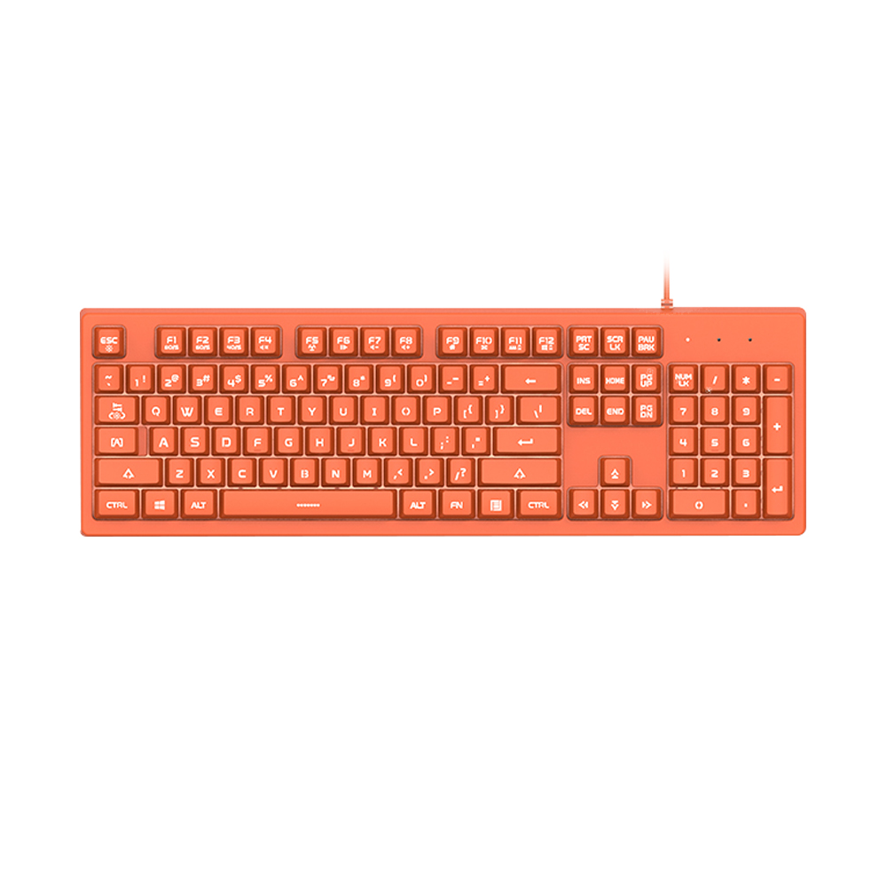 DSK100 Wired Keyboard 104 Keys Office Gaming Keyboard Ergonomic Keyboard with Mechanical Hand Feel White Backlight Orange