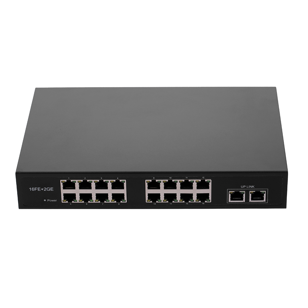 ZWD-16+2BZQN 16FE + 2GE POE Switch with 16 POE Ports 2 Gigabit Uplink IEEE 802.3af Standard POE Switch Power for IP Camera Wireless AP UK Plug