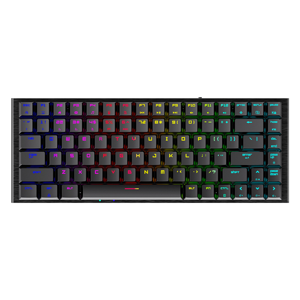 Magic-Refiner MK27 84 Keys Three-mode Mechanical Keyboard RGB Keyboard Support 2.4G/BT/USB Wired Connection Blue Switches Black