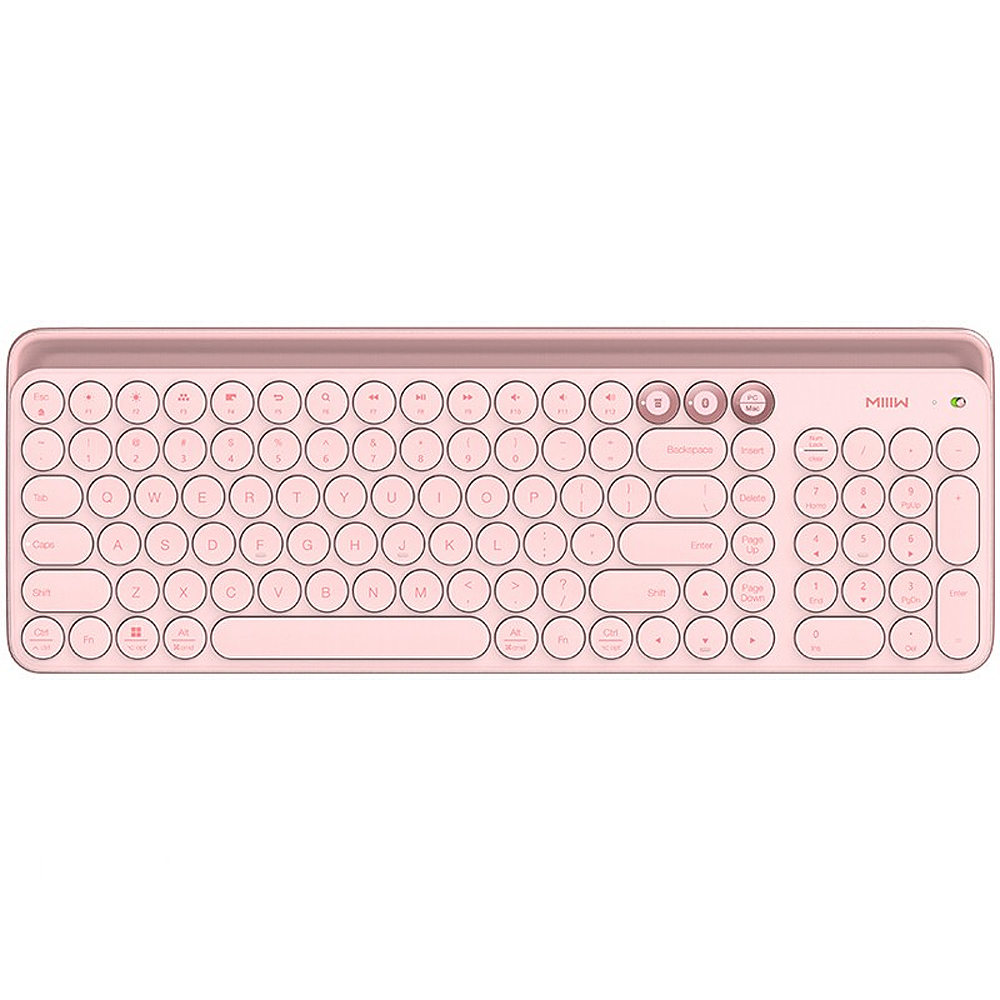 MIIIW 102 Keys Wireless BT&2.4GHz Dual-mode Office Keyboard with Integrated Soft Rubber Bracket Multi-system Compatible Pink