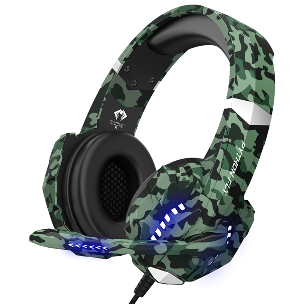 Python Fly G9000procc Gaming Headset with Noise Isolating 120° Adjustable Omnidirectional Mic 40mm Driver Unit Camouflage Green