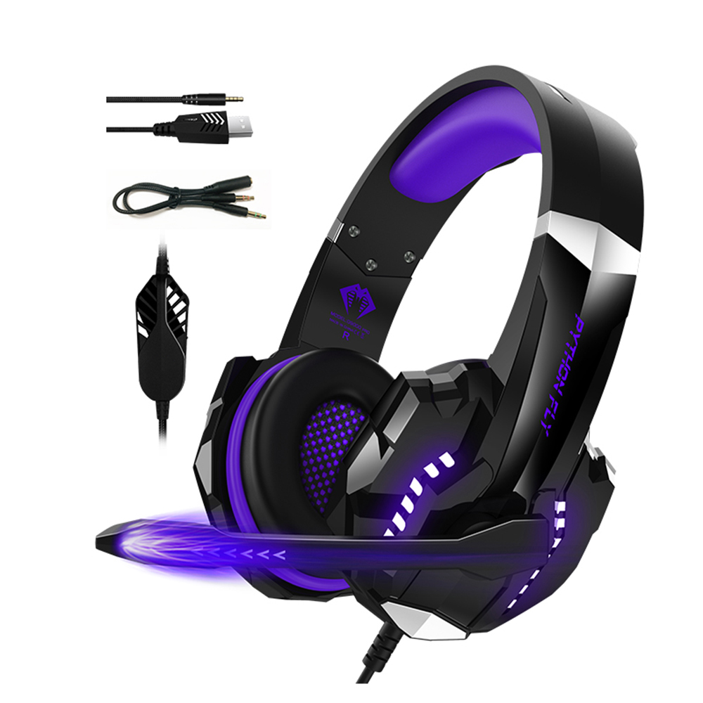 Python Fly G9000pro Gaming Headset with Noise Isolating 120-degree Adjustable Mic 40mm Driver Unit Wide Compatibility Purple