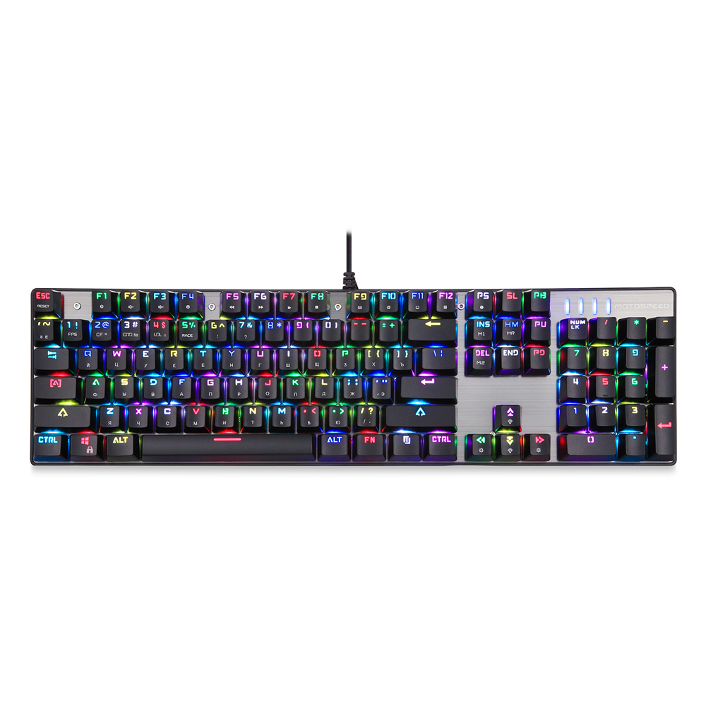 MOTOSPEED CK104 Mechanical Gaming Keyboard Blue Switches Wired USB Colorful LED Backlit with 104 Keys for Russian