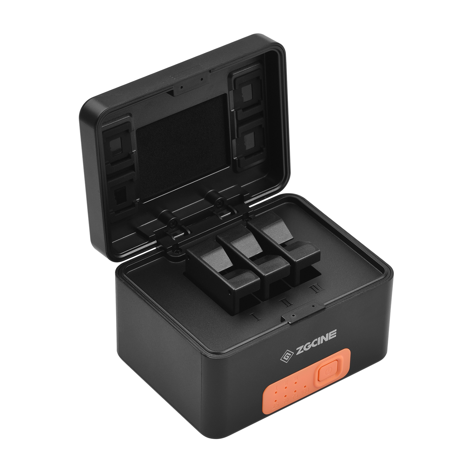 ZGCINE PS-G10 Sports Camera Battery Charger Wireless Charging Case 3-slot Charging Box Built-in Large Capacity Battery with Type-C Input & Output USB-A Output Replacement for GoPro 10/9/8/7/6/5 Batter