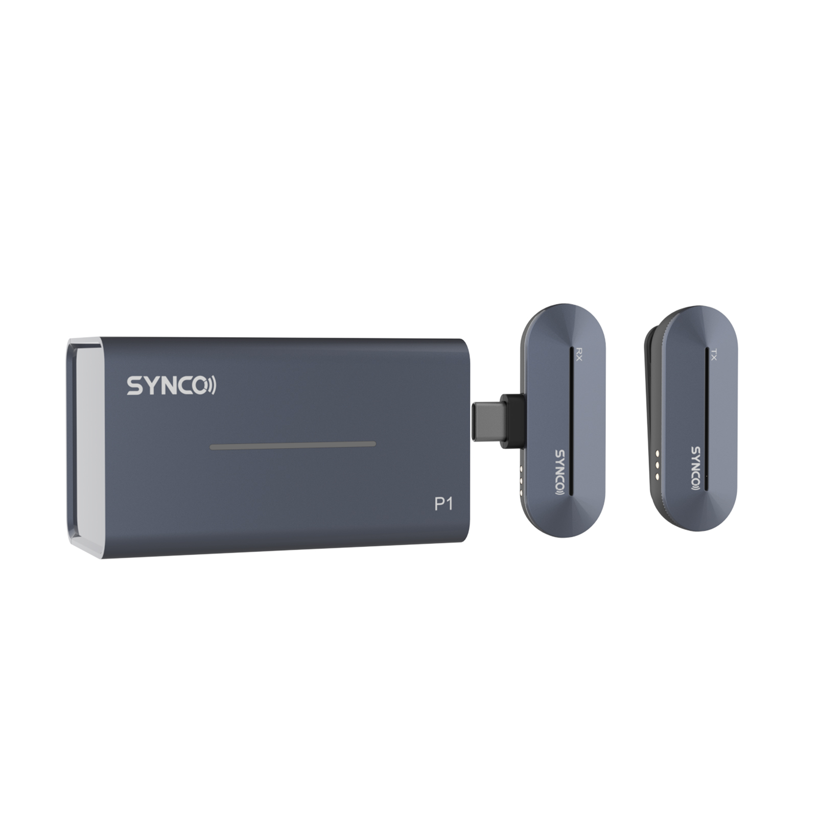 SYNCO P1T 2.4G Wireless Microphone System with Clip-on Transmitter + Mini Type-C Receiver + Wireless Charging Case 150M Transmission Range Built-in Battery Compatible with Type-C Interface Smartphone 