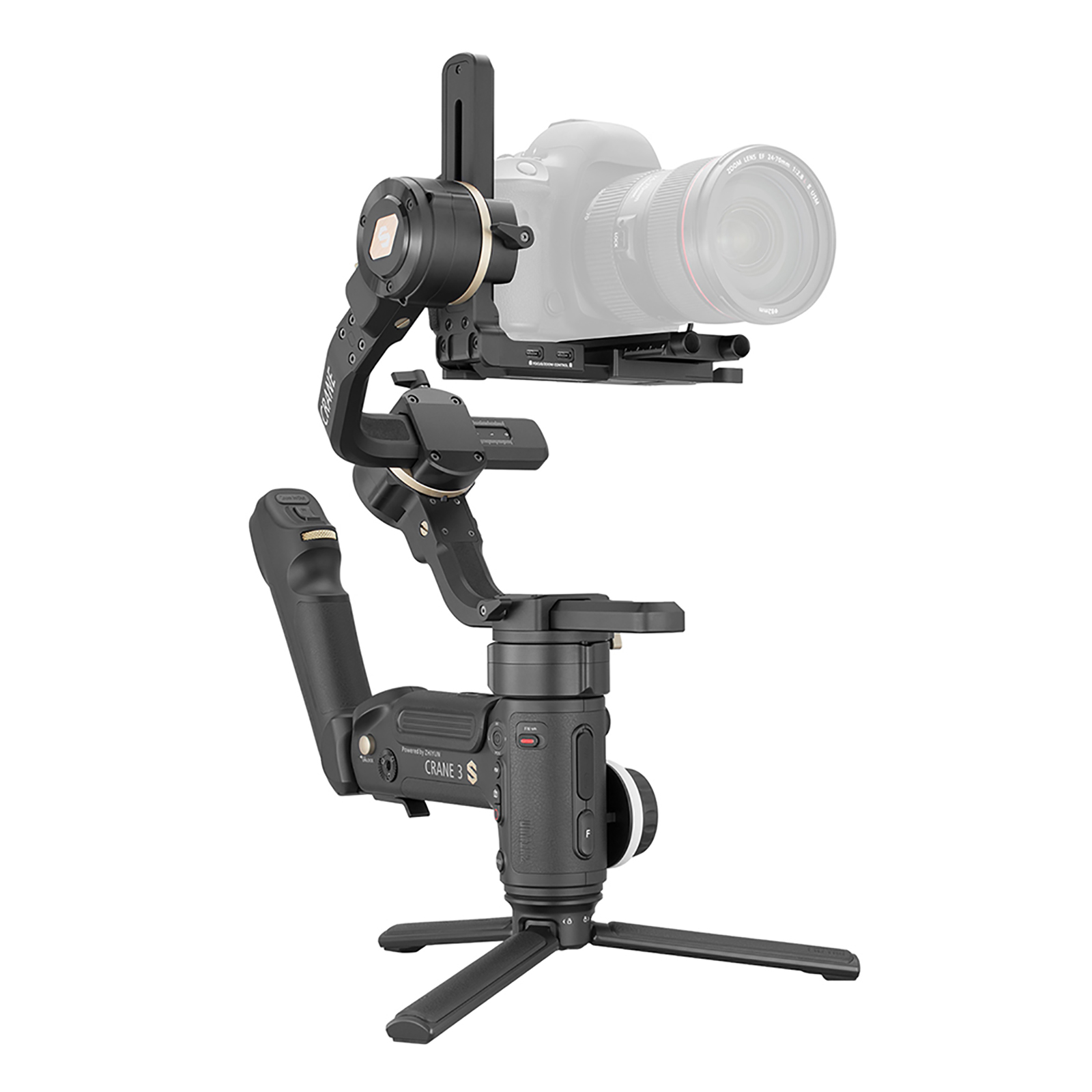 Zhiyun Crane 3S Professional 3-Axis Gimbal Stabilizer with SmartSling Handle Adopt Super Motors Extendable Roll Axis Modular Accessories Improved Zoom & Focus System Properly Calculated 55° for Filmma