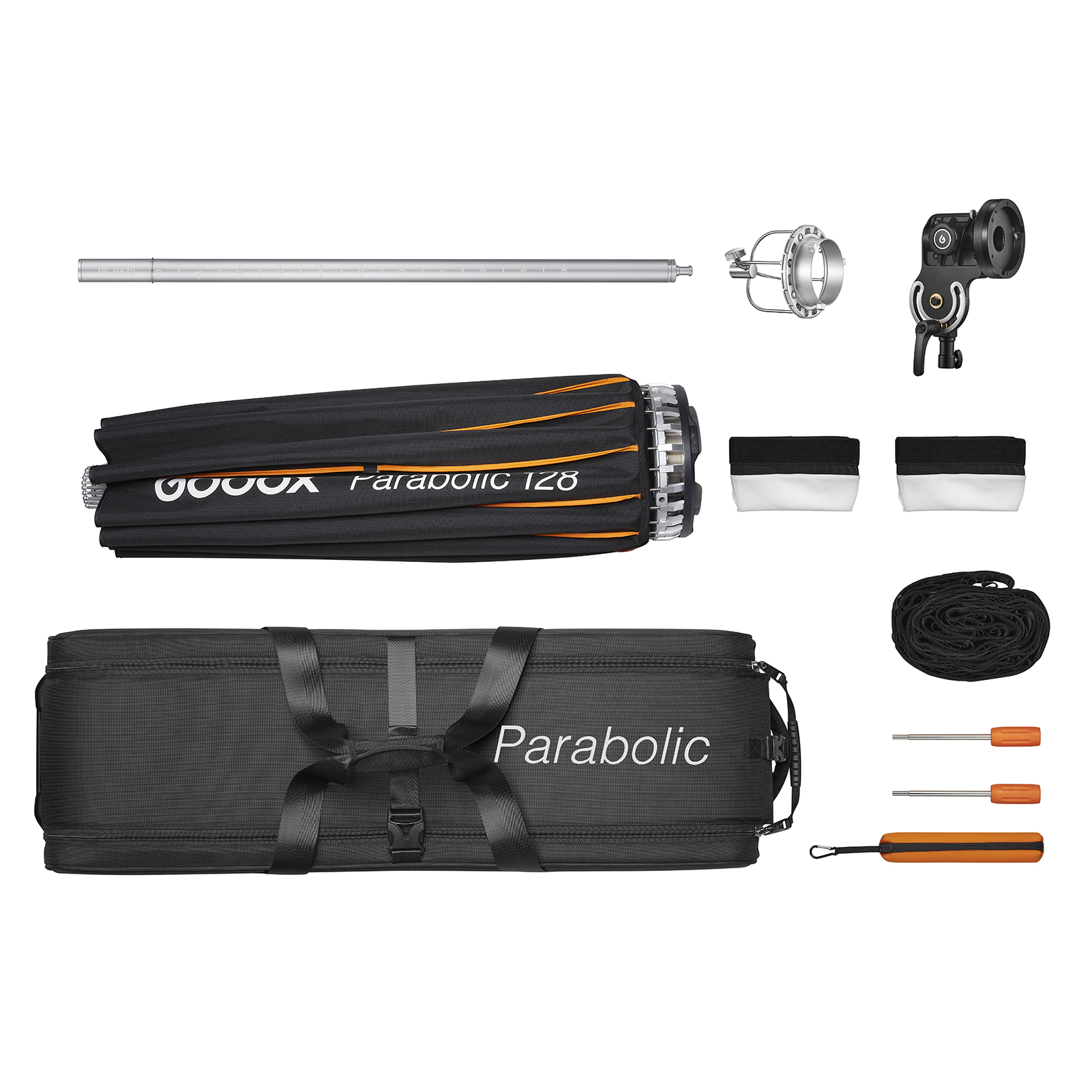 Godox Parabolic128 Parabolic Softbox Light Focusing System Set Parabolic Reflector + PB-G1 Handle Grip + CB35 Carrying Bag + PF-R870 Focusing Rod + PF-BM Strobe Adapter + PF-M Focusing Mount + Soft Cl