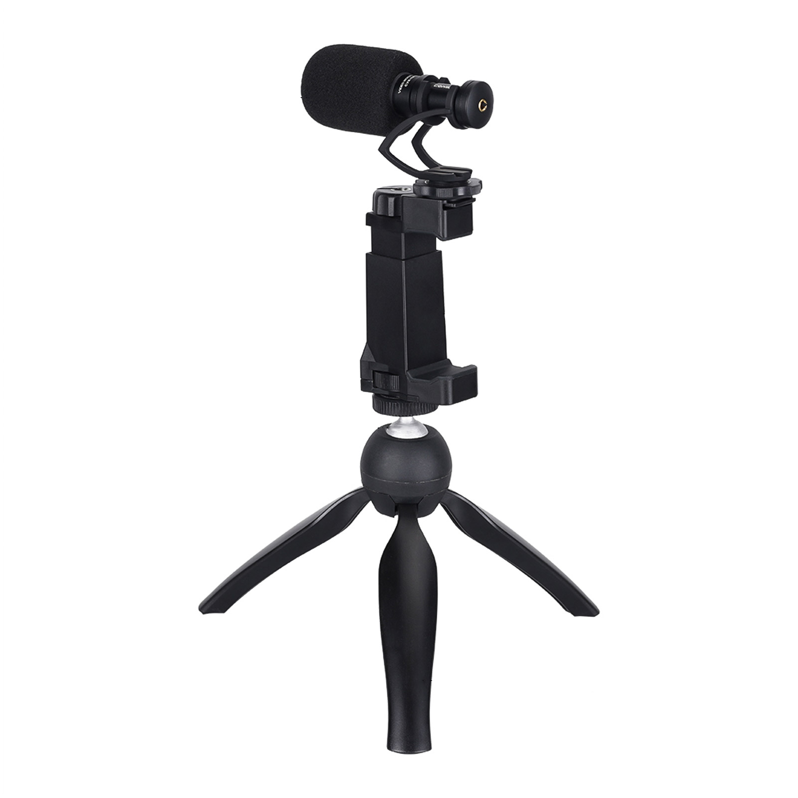 CoMica CVM-VM10-K2 Smartphone Video Rig Kit with Cardioid Directional Video Microphone Phone Holder Mini Tripod for 54-95mm Width Smartphones