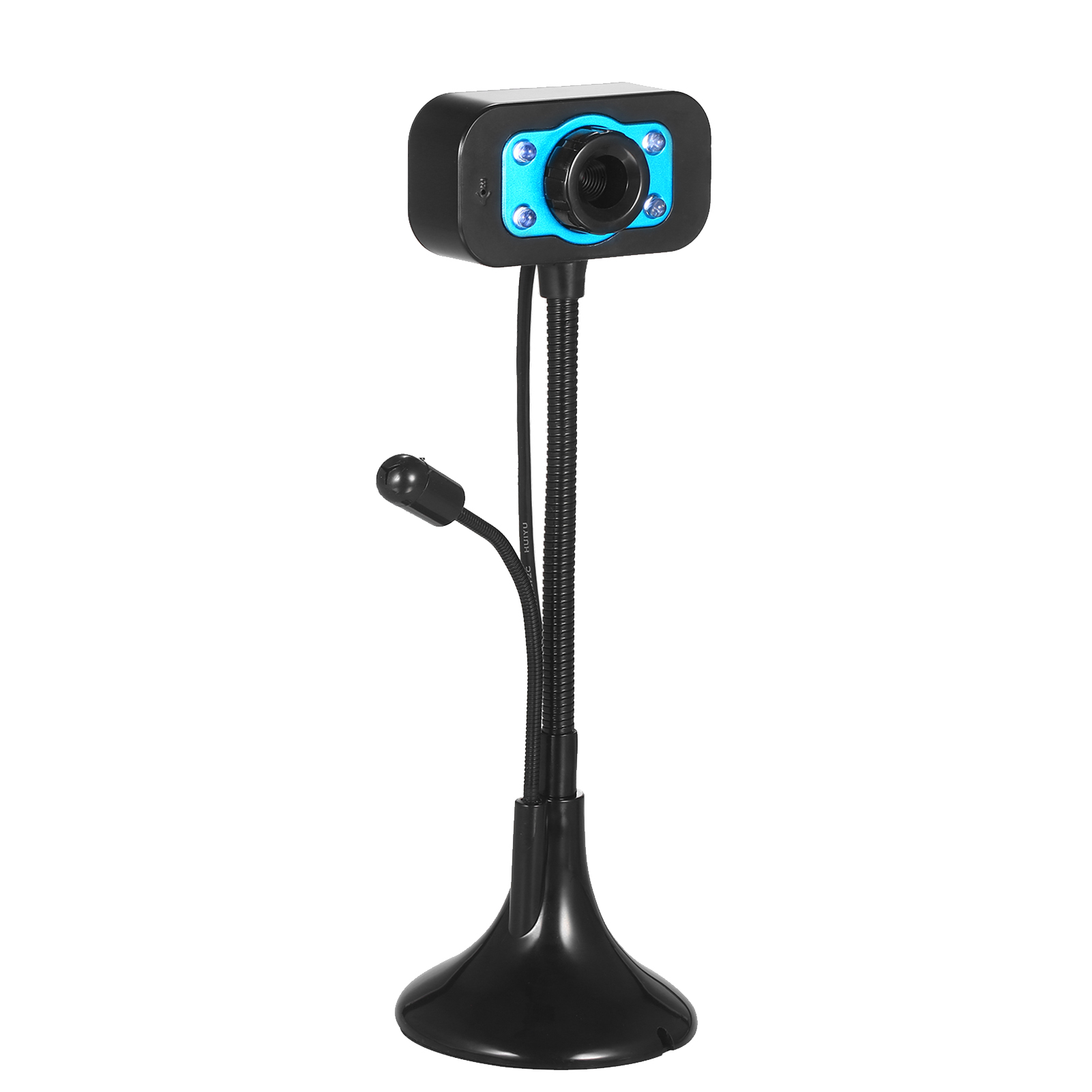 HD Webcam USB Desktop Laptop Camera Mini Plug and Play Video Calling Computer Camera with Mic Night Version LED Light Flexible Rotatable stander