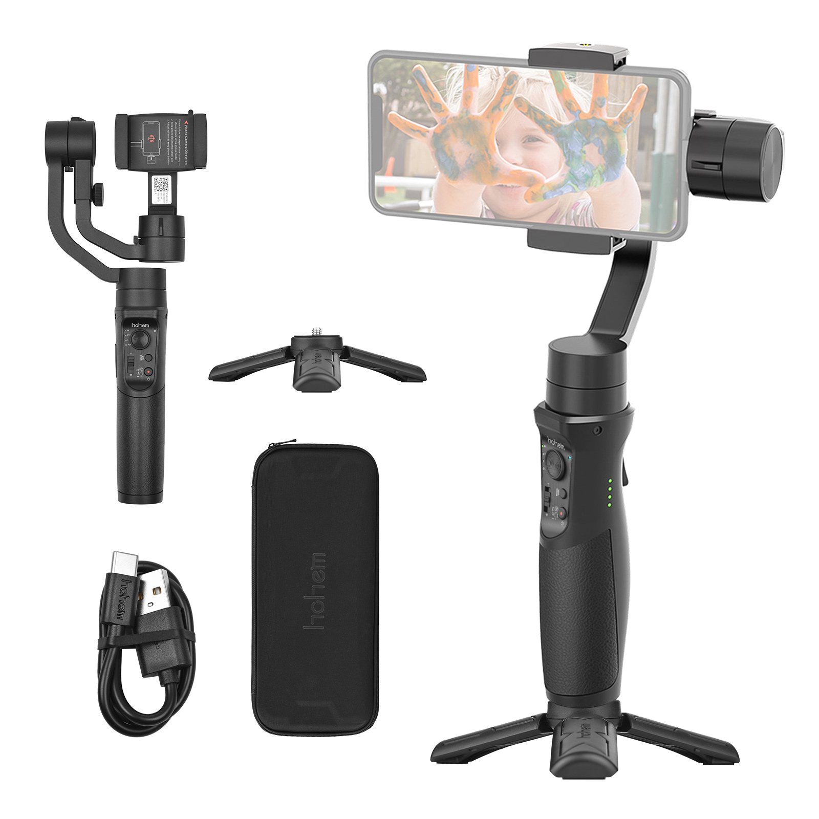 hohem iSteady Mobile+ 3-Axis Handheld Gimbal Stabilizer Auto-tracking Motion Time Lapse Panoramic Photography Zoom Control Max. Payload 280g Replacement for iPhone 13/12/11/X Pro Max 8 Smartphones