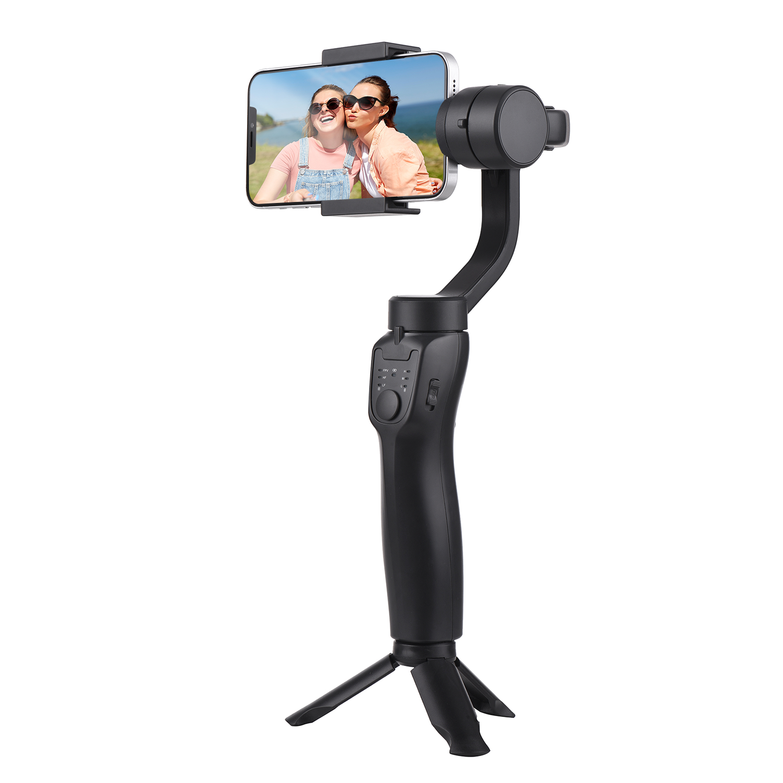 Handheld 3-Axis Smartphone Gimbal Stabilizer Anti-shake Vertical/ Horizontal Use Built-in Battery with Mini Tripod Stand Replacement for iPhone 13/12/11/10