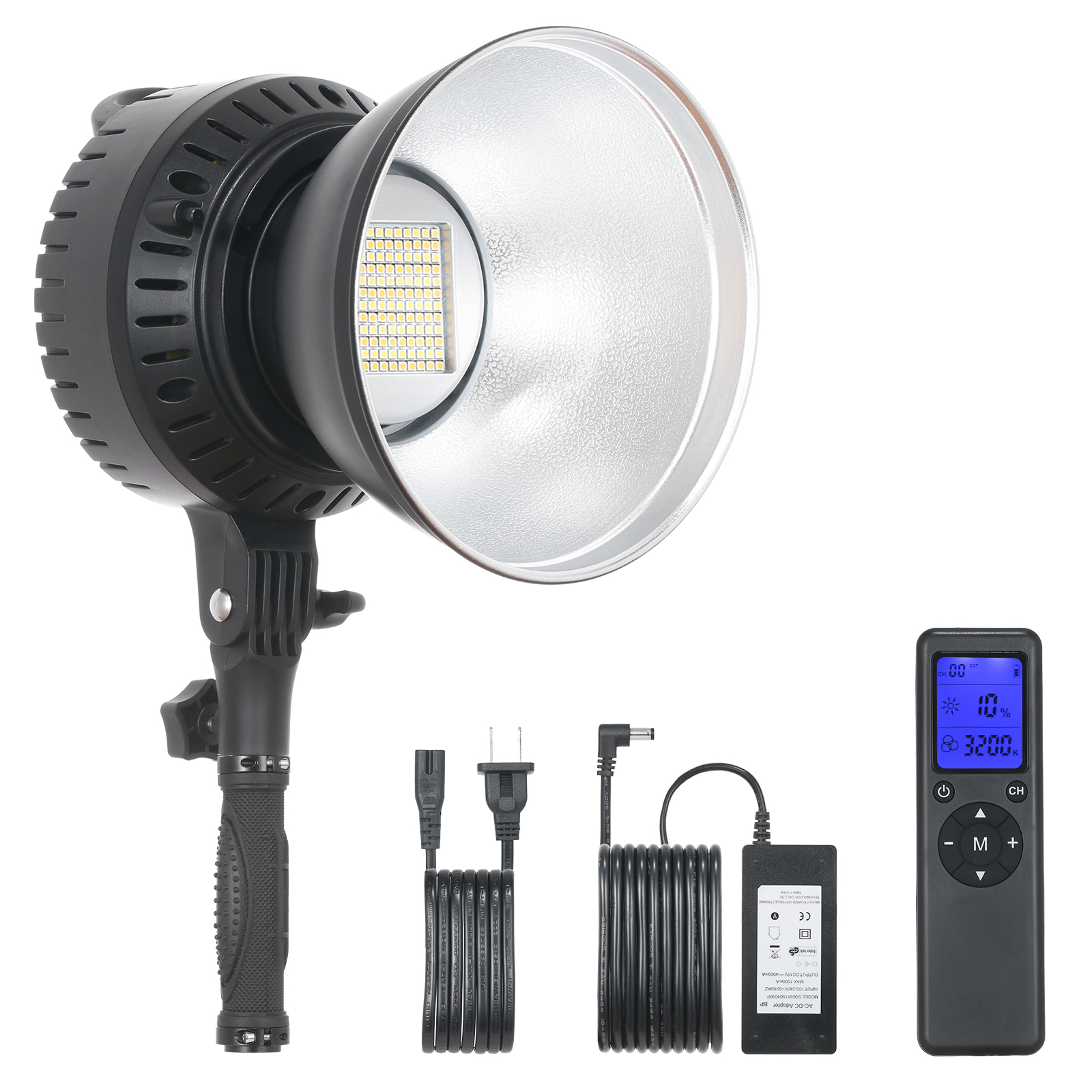 60W Professional Studio Light LED Video Light Bi-Color Temperature 3200K-5600K with Bowens Mount Protector Reflector Diffuser Remote Control for Studio Outdoor Photography Portrait Video Recording