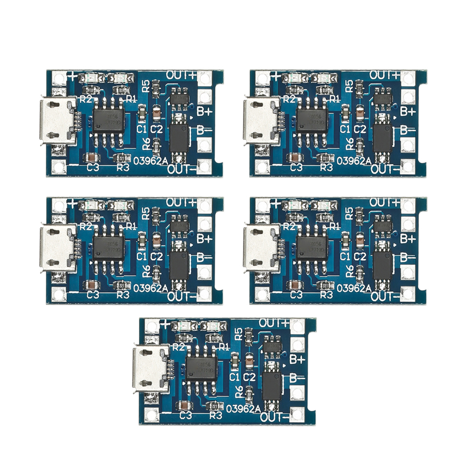 5pcs Charger Module Micro USB 18650 Lithium Battery Charging + Protection Circuit Board Charger Module 5V 1A