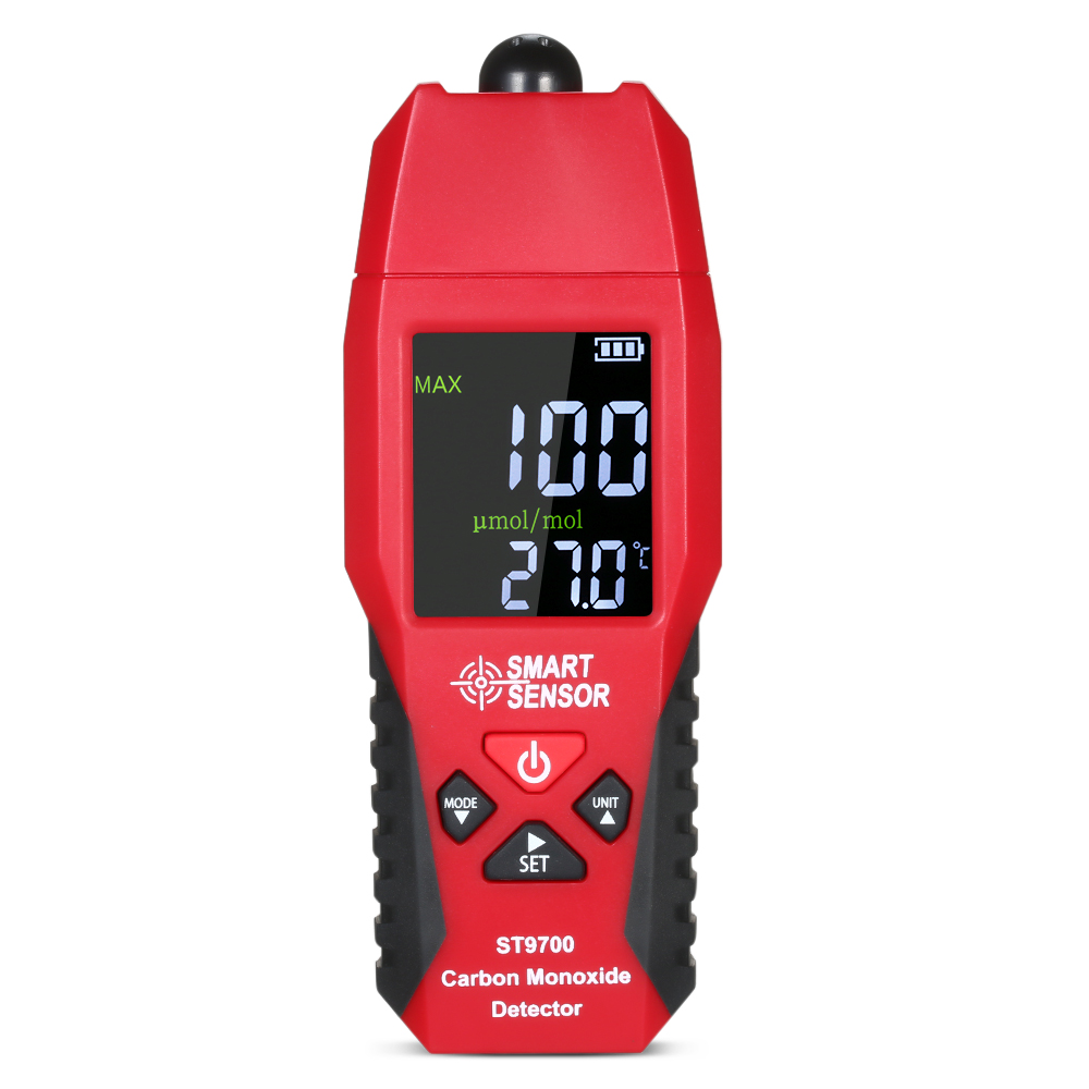 SMART SENSOR ST9700 Handheld Carbon Monoxide Meter with High Precision Testing Meter Monitoring Detector Gauge LCD Color Display Sound and Light Alarm 0-1000ppm`