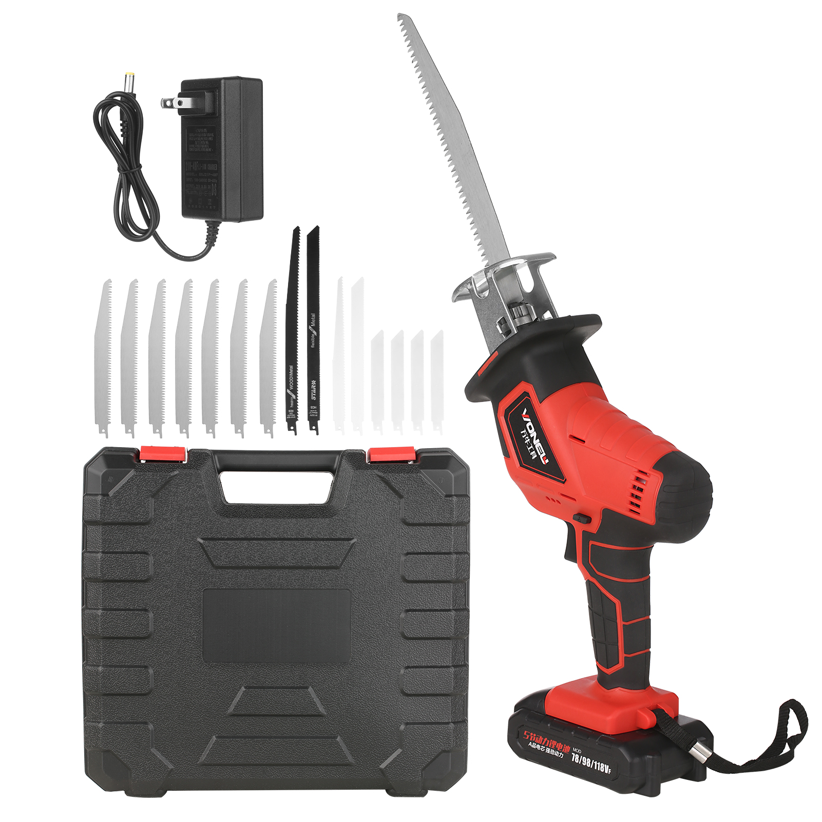 Compact Cordless Reciprocating Saw Electric 21V Versatile Reciprocating Saw Portable Handheld High Power Cutting Tool for Wood / PVC / Metal