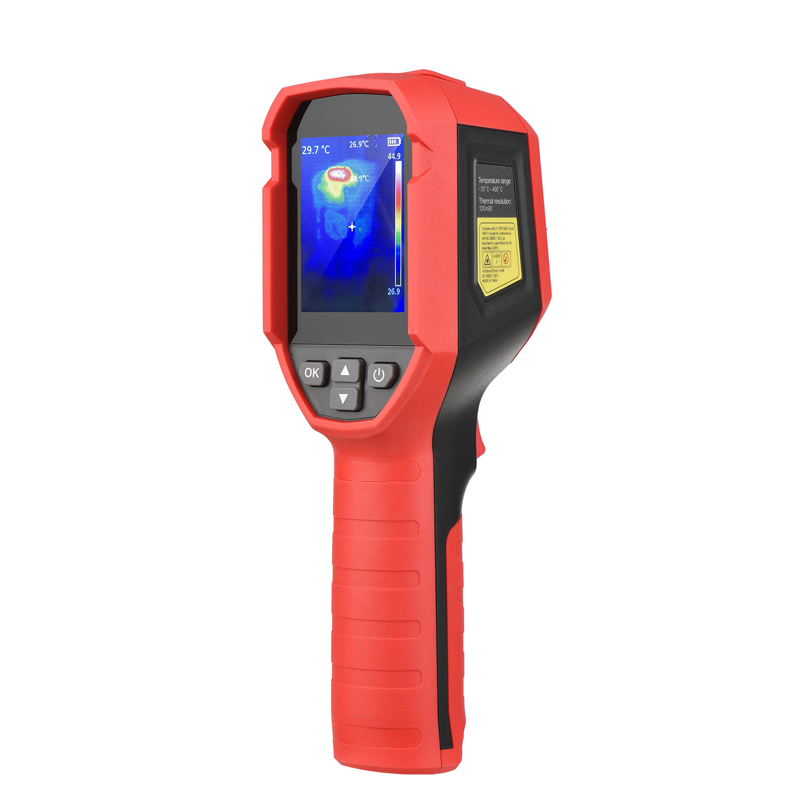 UNI-T UTi120S Professional Infrared Thermal Imager 2.4-inch LCD Digital Infrared Imaging Devices -20~400℃ Temperature Range 120 x 90 Thermal Resolution with 6 Palettes LED Light  16GB Storage Card IP5