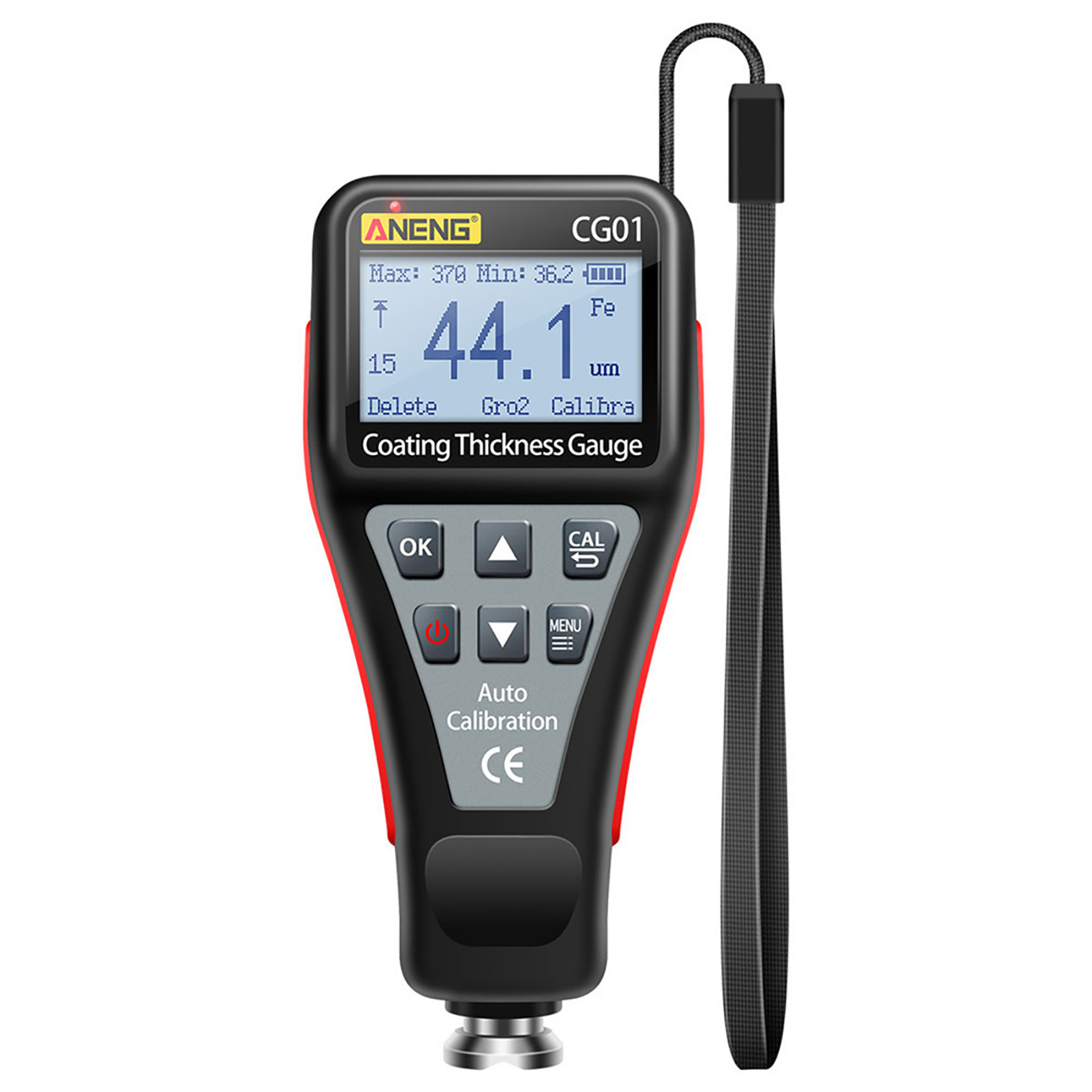 ANENG CG01 Coating Thickness Gauge Kit Iron and Non-iron Base Metal Thickness Meter Automobile Paint Inspection Tester with Adjustable LCD Automatic Rotating Screen, Alarm/ Calibration/ Data Storage F