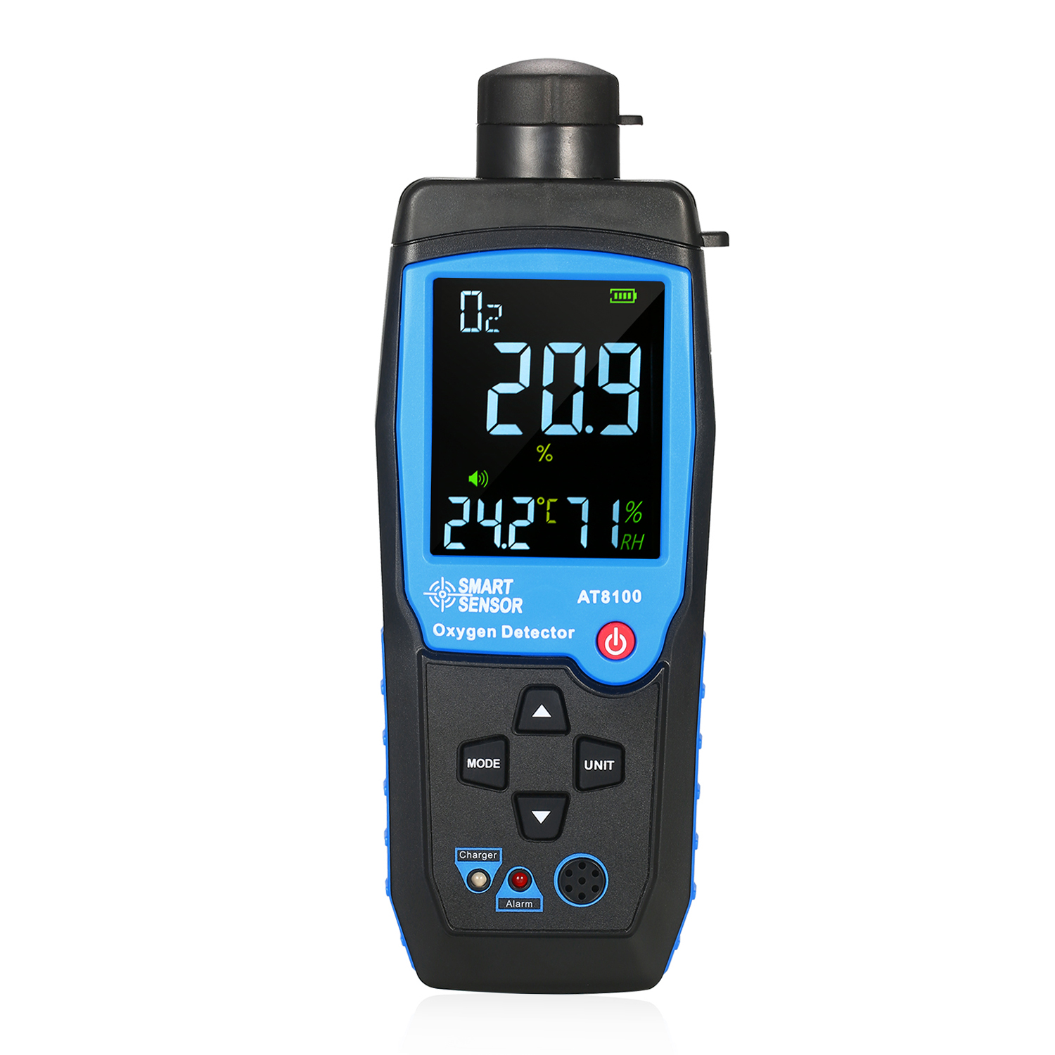 SMART SENSOR Handheld Digital Oxygen Detector USB Rechargeable Automotive O2 Sensor Tester Monitor LCD Display Adjustable Alarm Auto Power Off Oxygen Meter for Car Tunnel Laboratory and Industry