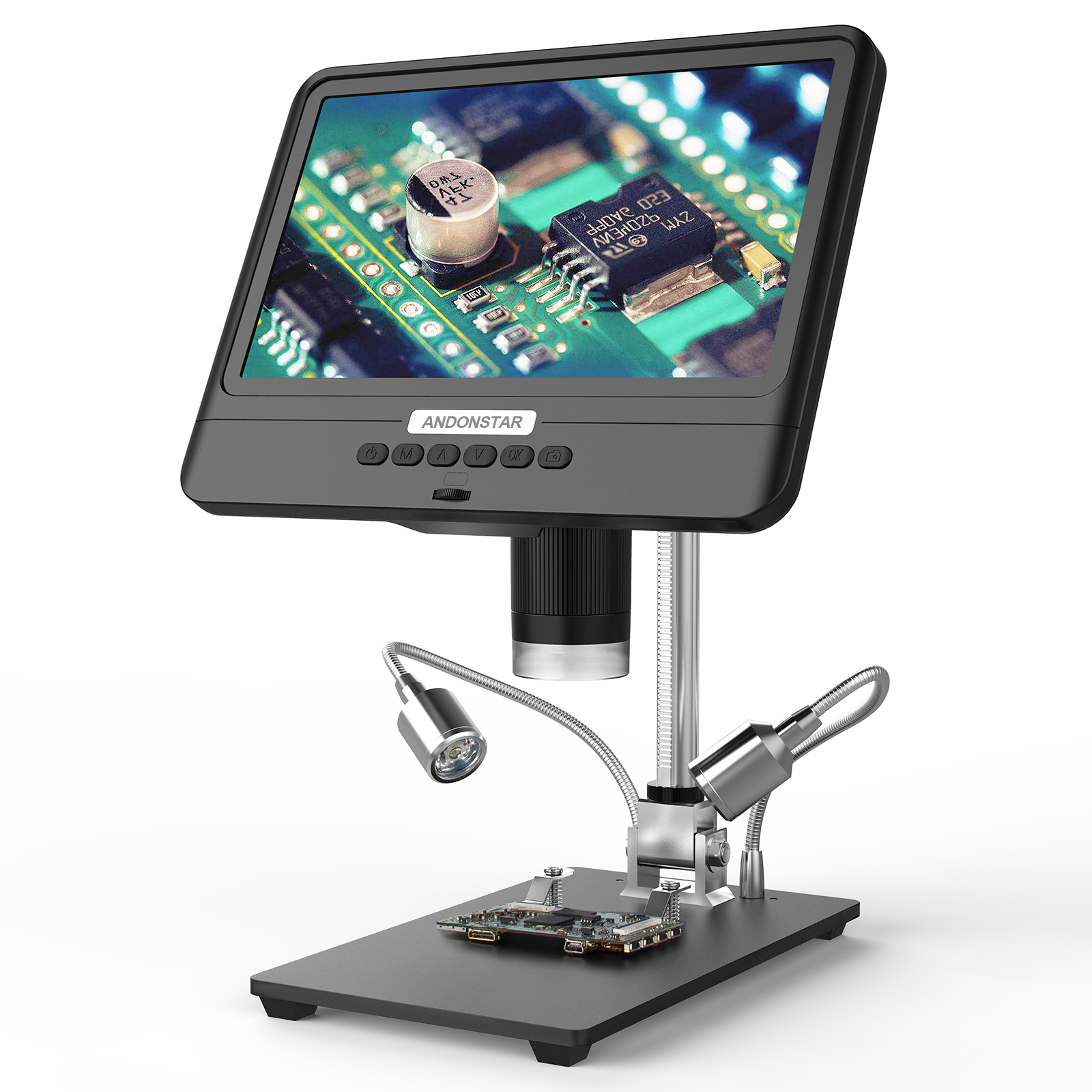 Andonstar AD208S 8.5 Inch LCD Display Screen 5X-1200X Digital Microscope 1280 * 800 Adjustable 1080P Scope Soldering Tool with Two Fill Lights