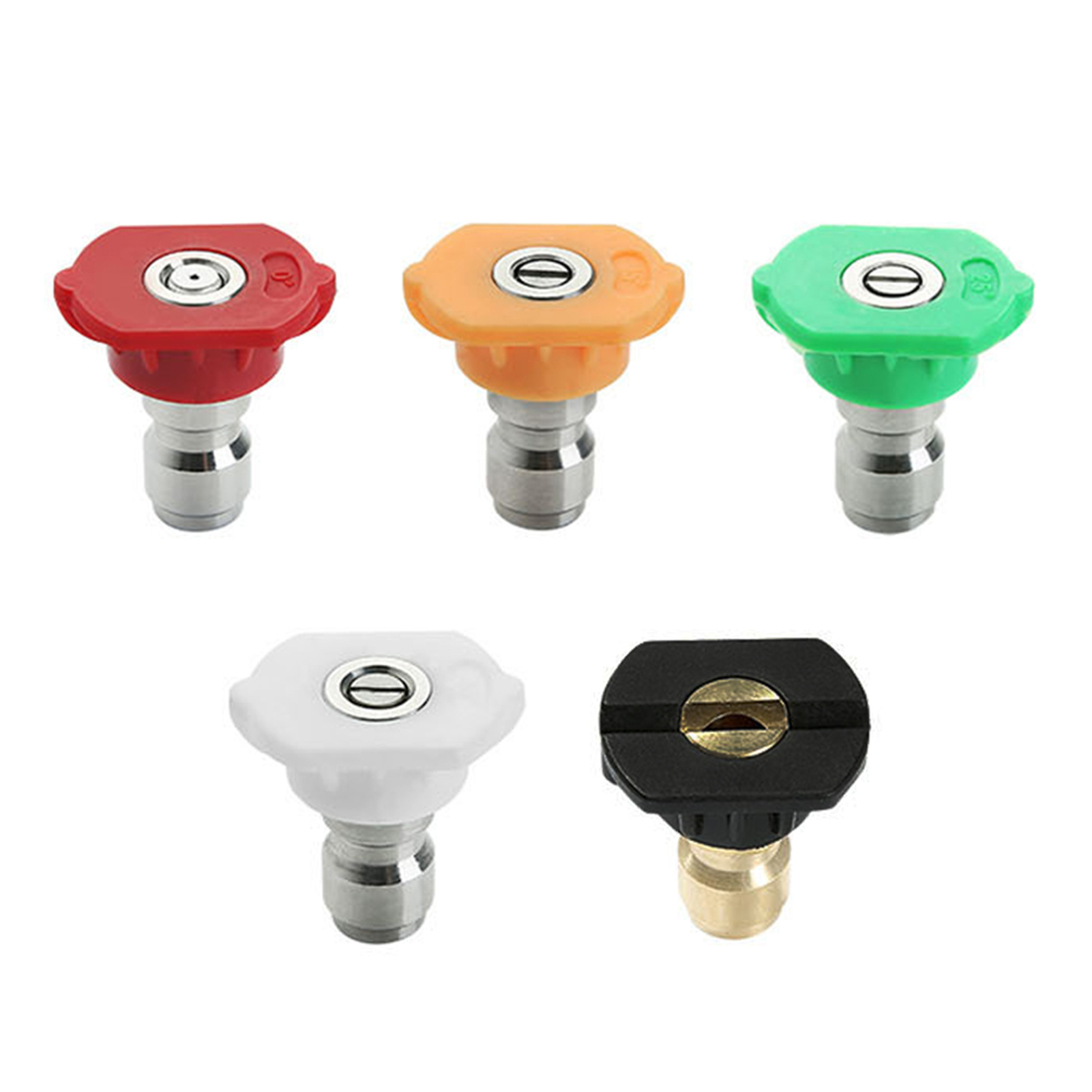 5 Pcs Pressure Washer Nozzle Tips Washer Sprayer Nozzle Tip Replacement 0, 15, 25, 40 Degree 1 Soap Nozzle Tip 1/4'' Quick Connector Power Washer Attachments