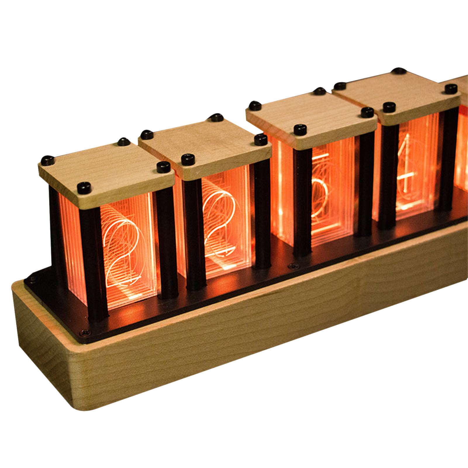 RGB Imitation Tube Lights Digital Clock Glow Clock LED Solid Wood Ornament Fluorescent Desk Clock Semi-Finished