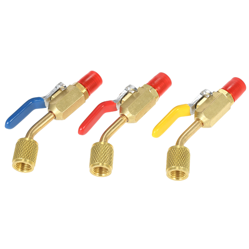 Air Conditioning Refrigerant 3PCS Color Coded R410A R134A Shut Valves for AC HVAC Refrigeration Charging Hoses