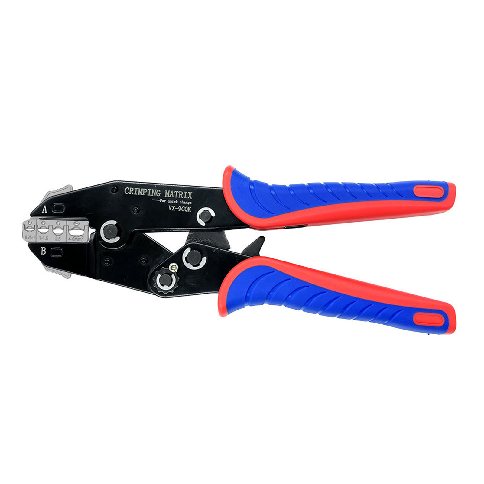 Quick Change Crimping Tool 0.25-6mm² (23-10 AWG) Multifunction Ratcheting Wire Crimper Pliers for Heat Shrink Connectors Insulated and Nylon Terminals